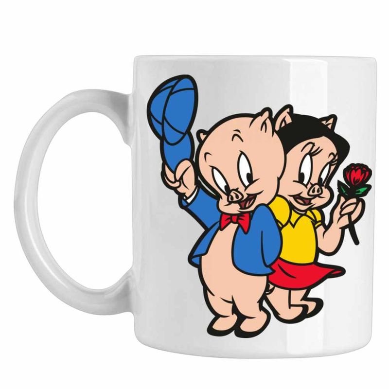 Casa si Gradina - Bucatarie si vesela - Cani si pahare - Cani si cesti - Cana Porky Petunia Looney Tunes, CoolTrend, alba, 330ml - Infinity.ro