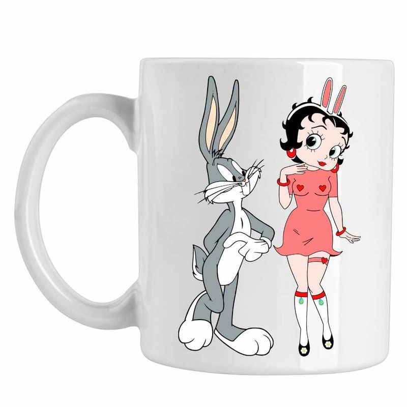 Casa si Gradina - Bucatarie si vesela - Cani si pahare - Cani si cesti - Cana Betty Boop Bugs Bunny Iepuras Playboy, CoolTrend, alba, 330ml - Infinity.ro