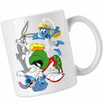Casa si Gradina - Bucatarie si vesela - Cani si pahare - Cani si cesti - Cana Marvin Stitch Bugs Bunny Strumfita Strumfii, CoolTrend, alba, 330ml - Infinity.ro