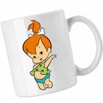 Casa si Gradina - Bucatarie si vesela - Cani si pahare - Cani si cesti - Cana Familia Flintstone Pebbles Bebelus, CoolTrend, alba, 330ml - Infinity.ro