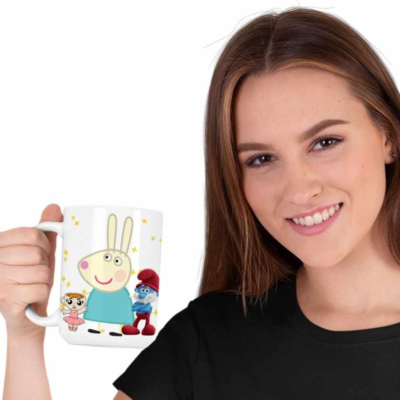 Casa si Gradina - Bucatarie si vesela - Cani si pahare - Cani si cesti - Cana Iepurasul Rebecca Purcelusa Peppa Pig CoolTrend, alba, 330ml - Infinity.ro