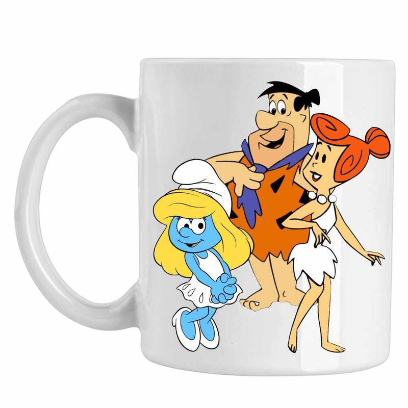 Casa si Gradina - Bucatarie si vesela - Cani si pahare - Cani si cesti - Cana Familia Flintstone Strumfita Strumfii Distractie, CoolTrend, alba, 330ml - Infinity.ro