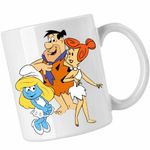 Casa si Gradina - Bucatarie si vesela - Cani si pahare - Cani si cesti - Cana Familia Flintstone Strumfita Strumfii Distractie, CoolTrend, alba, 330ml - Infinity.ro
