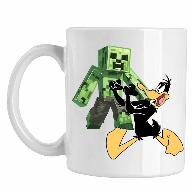 Casa si Gradina - Bucatarie si vesela - Cani si pahare - Cani si cesti - Cana Daffy Duck Minecraft Creeper, CoolTrend, alba, 330ml - Infinity.ro