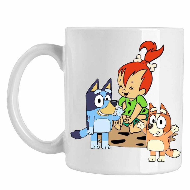 Casa si Gradina - Bucatarie si vesela - Cani si pahare - Cani si cesti - Cana Familia Flintstone Pebbles Bluey Blue Bingo, CoolTrend, alba, 330ml - Infinity.ro