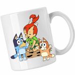 Casa si Gradina - Bucatarie si vesela - Cani si pahare - Cani si cesti - Cana Familia Flintstone Pebbles Bluey Blue Bingo, CoolTrend, alba, 330ml - Infinity.ro