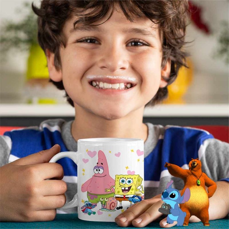 Casa si Gradina - Bucatarie si vesela - Cani si pahare - Cani si cesti - Cana Sponge Bob Patrick Gary Spongebob CoolTrend, alba, 330ml - Infinity.ro