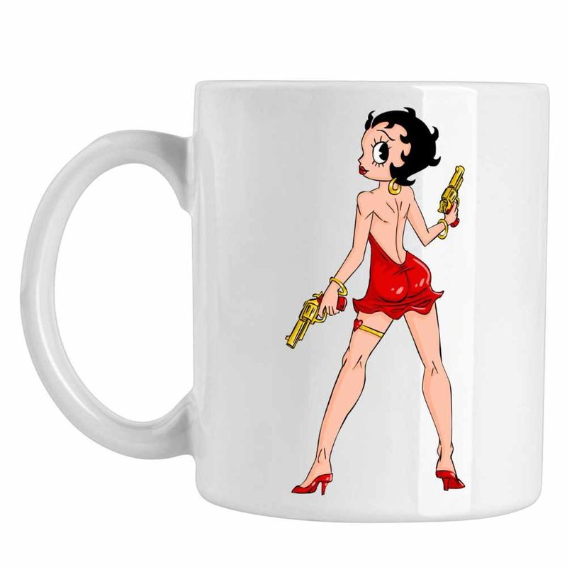 Casa si Gradina - Bucatarie si vesela - Cani si pahare - Cani si cesti - Cana Betty Boop Mafioata Bonnie Clyde, CoolTrend, alba, 330ml - Infinity.ro