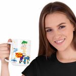 Casa si Gradina - Bucatarie si vesela - Cani si pahare - Cani si cesti - Cana Phineas si Ferb Skateboard CoolTrend, alba, 330ml - Infinity.ro
