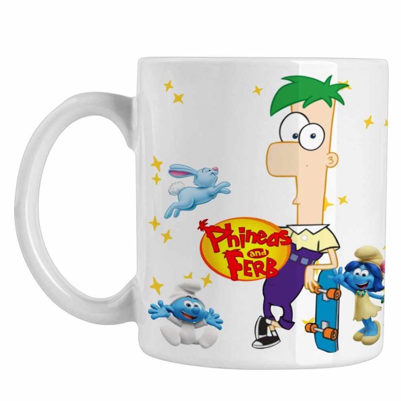 Casa si Gradina - Bucatarie si vesela - Cani si pahare - Cani si cesti - Cana Phineas si Ferb Skateboard CoolTrend, alba, 330ml - Infinity.ro