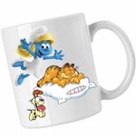 Casa si Gradina - Bucatarie si vesela - Cani si pahare - Cani si cesti - Cana Garfield Strumfita Strumfii Motan, CoolTrend, alba, 330ml - Infinity.ro