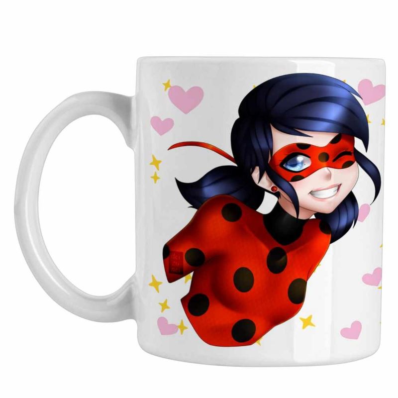 Casa si Gradina - Bucatarie si vesela - Cani si pahare - Cani si cesti - Cana Miraculos Buburuza Marinette Ladybug Miraculous CoolTrend, alba, 330ml - Infinity.ro