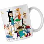Casa si Gradina - Bucatarie si vesela - Cani si pahare - Cani si cesti - Cana Phinead Ferb Toata Trupa Desen Animat CoolTrend, alba, 330ml - Infinity.ro