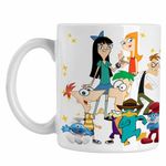 Casa si Gradina - Bucatarie si vesela - Cani si pahare - Cani si cesti - Cana Phinead Ferb Toata Trupa Desen Animat CoolTrend, alba, 330ml - Infinity.ro
