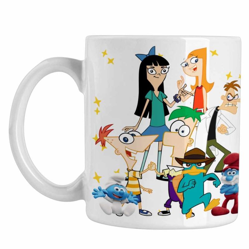 Casa si Gradina - Bucatarie si vesela - Cani si pahare - Cani si cesti - Cana Phinead Ferb Toata Trupa Desen Animat CoolTrend, alba, 330ml - Infinity.ro