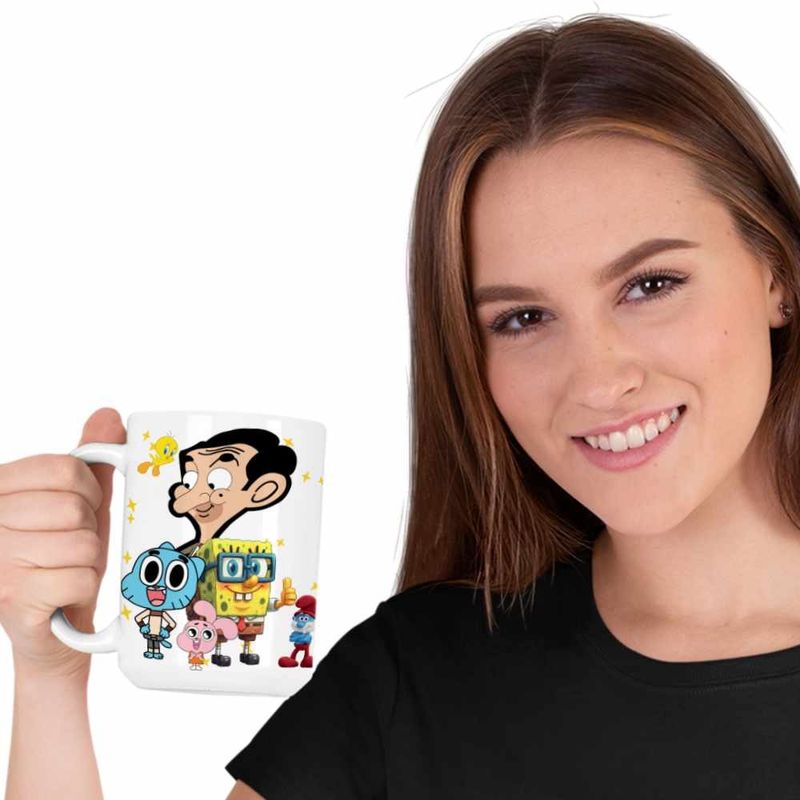 Casa si Gradina - Bucatarie si vesela - Cani si pahare - Cani si cesti - Cana Gumball Mr Bean SpongeBob CoolTrend, alba, 330ml - Infinity.ro