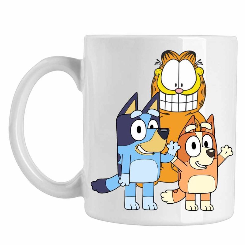 Casa si Gradina - Bucatarie si vesela - Cani si pahare - Cani si cesti - Cana Garfield Bluey Blue Bingo Catei Pisica, CoolTrend, alba, 330ml - Infinity.ro