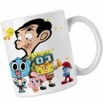 Casa si Gradina - Bucatarie si vesela - Cani si pahare - Cani si cesti - Cana Gumball Mr Bean SpongeBob CoolTrend, alba, 330ml - Infinity.ro