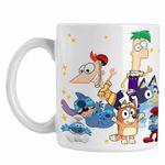 Casa si Gradina - Bucatarie si vesela - Cani si pahare - Cani si cesti - Cana Phineas Ferb Stitch Bluey Bingo Blue CoolTrend, alba, 330ml - Infinity.ro