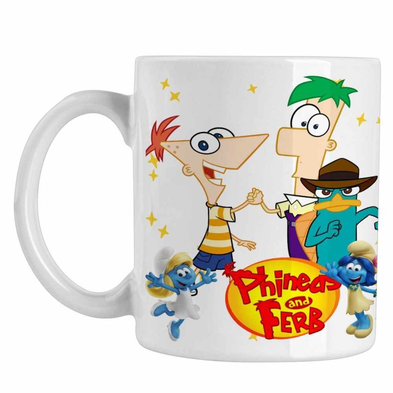 Casa si Gradina - Bucatarie si vesela - Cani si pahare - Cani si cesti - Cana Phineas Ferb Perry Pineas Fineas CoolTrend, alba, 330ml - Infinity.ro