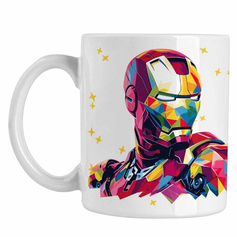Casa si Gradina - Bucatarie si vesela - Cani si pahare - Cani si cesti - Cana Iron Man Geometric Omul Fier Otel CoolTrend, alba, 330ml - Infinity.ro