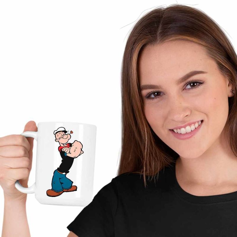 Casa si Gradina - Bucatarie si vesela - Cani si pahare - Cani si cesti - Cana Popeye Marinarul Looney Cartoon Pescar, CoolTrend, alba, 330ml - Infinity.ro