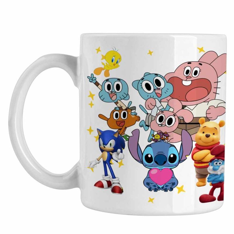 Casa si Gradina - Bucatarie si vesela - Cani si pahare - Cani si cesti - Cana Gumball Stitch Sonic Winnie CoolTrend, alba, 330ml - Infinity.ro