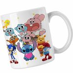 Casa si Gradina - Bucatarie si vesela - Cani si pahare - Cani si cesti - Cana Gumball Stitch Sonic Winnie CoolTrend, alba, 330ml - Infinity.ro