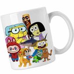Casa si Gradina - Bucatarie si vesela - Cani si pahare - Cani si cesti - Cana Familia Green Labubu Paienjenel Tung Sahur Robogobo CoolTrend, alba, 330ml - Infinity.ro