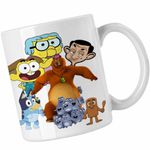 Casa si Gradina - Bucatarie si vesela - Cani si pahare - Cani si cesti - Cana Familia Green Mr Bean Grizzy Lemingii Bluey Ursu Bunica CoolTrend, alba, 330ml - Infinity.ro