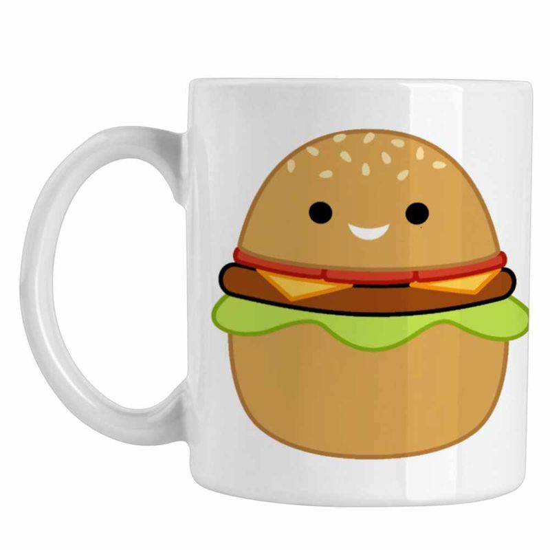 Casa si Gradina - Bucatarie si vesela - Cani si pahare - Cani si cesti - Cana Squishmallows Hamburger CoolTrend, alba, 330ml - Infinity.ro