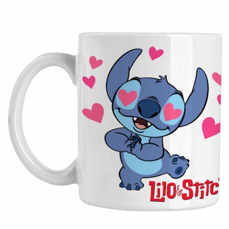 Casa si Gradina - Bucatarie si vesela - Cani si pahare - Cani si cesti - Cana Stitch in Love Dragobete Valentines Day CoolTrend, alba, 330ml - Infinity.ro