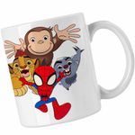 Casa si Gradina - Bucatarie si vesela - Cani si pahare - Cani si cesti - Cana Curiosul George Garda Felina Zion Spidey CoolTrend, alba, 330ml - Infinity.ro