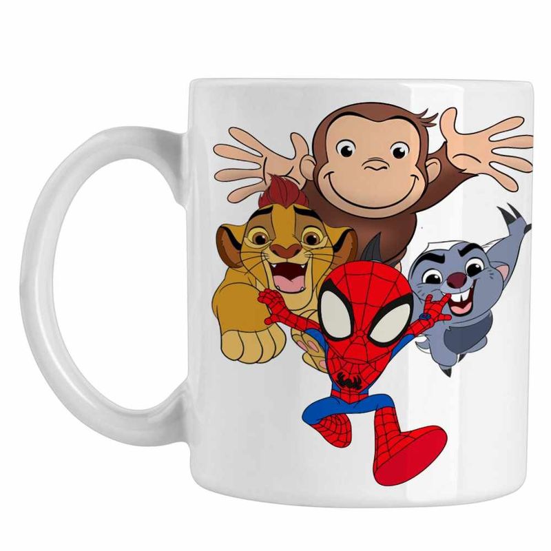 Casa si Gradina - Bucatarie si vesela - Cani si pahare - Cani si cesti - Cana Curiosul George Garda Felina Zion Spidey CoolTrend, alba, 330ml - Infinity.ro