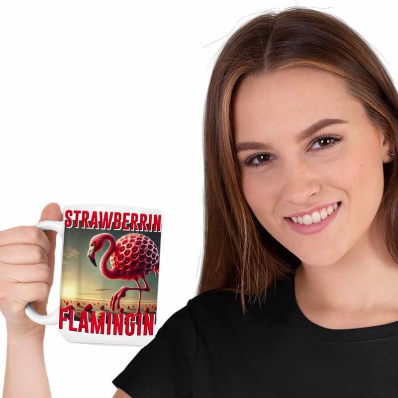 Casa si Gradina - Bucatarie si vesela - Cani si pahare - Cani si cesti - Cana Strawberrini Flamingini Brainrot CoolTrend, alba, 330ml - Infinity.ro
