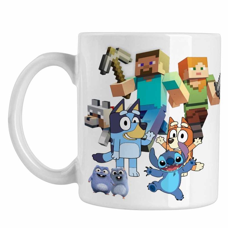 Casa si Gradina - Bucatarie si vesela - Cani si pahare - Cani si cesti - Cana Minecraft Bluey Bingo CoolTrend, alba, 330ml - Infinity.ro