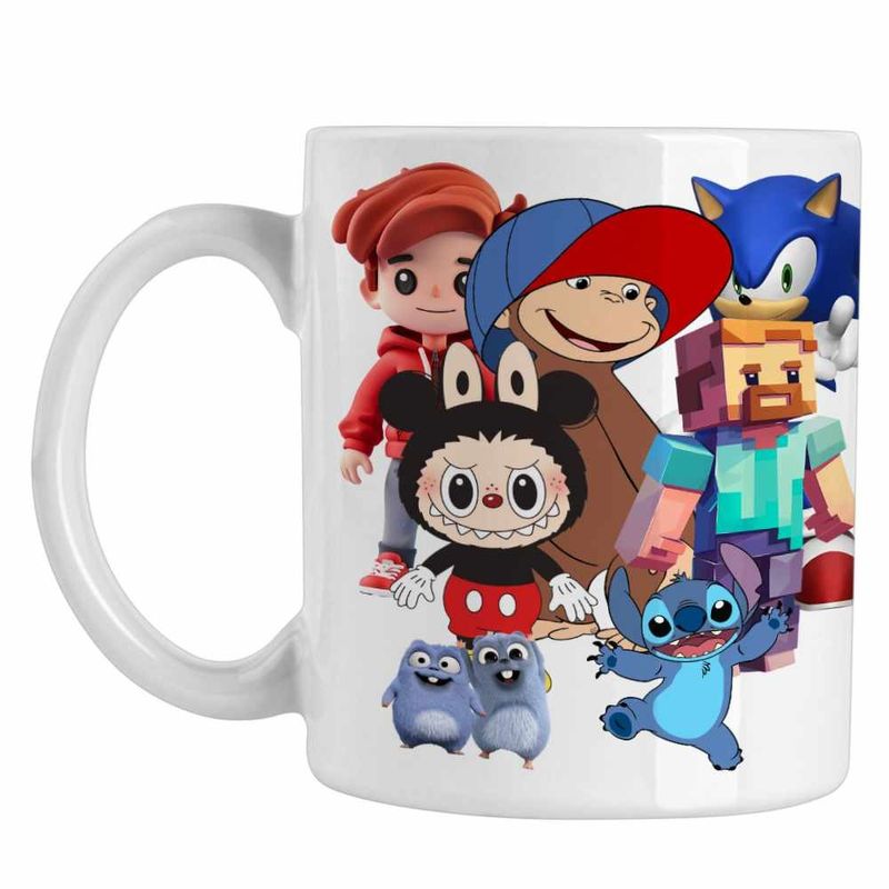 Casa si Gradina - Bucatarie si vesela - Cani si pahare - Cani si cesti - Cana Maimuta George Roblox Labubu Sonic CoolTrend, alba, 330ml - Infinity.ro