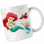 Casa si Gradina - Bucatarie si vesela - Cani si pahare - Cani si cesti - Cana Mica Sirena Baby Flounder Ariel Little Mermaid CoolTrend, alba, 330ml - Infinity.ro