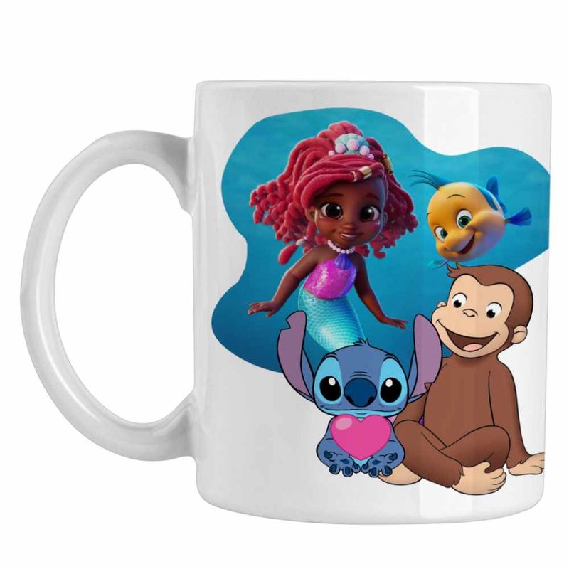 Casa si Gradina - Bucatarie si vesela - Cani si pahare - Cani si cesti - Cana Curiosul George Ariel Stitch Maimuta Desene CoolTrend, alba, 330ml - Infinity.ro