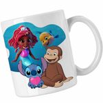 Casa si Gradina - Bucatarie si vesela - Cani si pahare - Cani si cesti - Cana Curiosul George Ariel Stitch Maimuta Desene CoolTrend, alba, 330ml - Infinity.ro