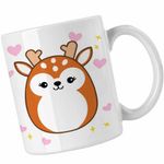Casa si Gradina - Bucatarie si vesela - Cani si pahare - Cani si cesti - Cana Squishmallows Ren Craciun CoolTrend, alba, 330ml - Infinity.ro