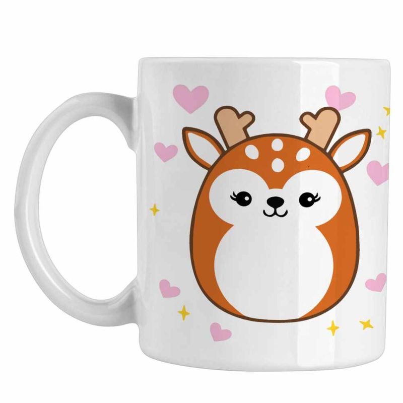 Casa si Gradina - Bucatarie si vesela - Cani si pahare - Cani si cesti - Cana Squishmallows Ren Craciun CoolTrend, alba, 330ml - Infinity.ro