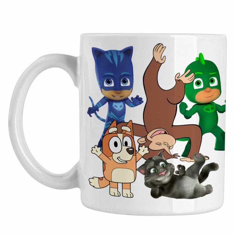 Casa si Gradina - Bucatarie si vesela - Cani si pahare - Cani si cesti - Cana Curiosul George Eroi Pijama Bingo Tom CoolTrend, alba, 330ml - Infinity.ro