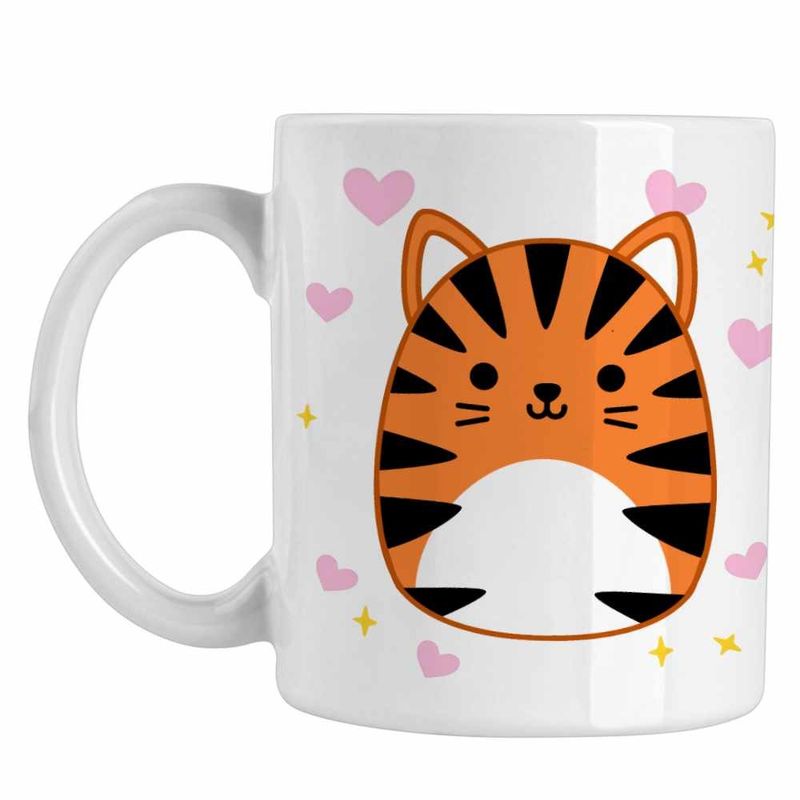 Casa si Gradina - Bucatarie si vesela - Cani si pahare - Cani si cesti - Cana Squishmallows Tigru Jungla Tigroaica CoolTrend, alba, 330ml - Infinity.ro