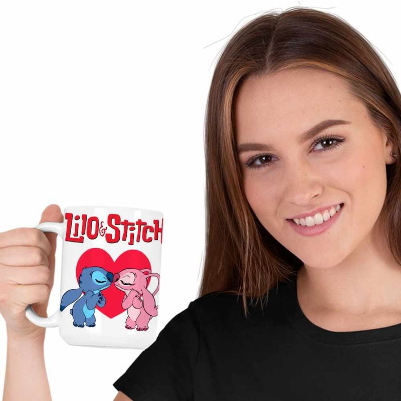 Casa si Gradina - Bucatarie si vesela - Cani si pahare - Cani si cesti - Cana Stich Angel Love Stitch Valentines Day Dragobete CoolTrend, alba, 330ml - Infinity.ro