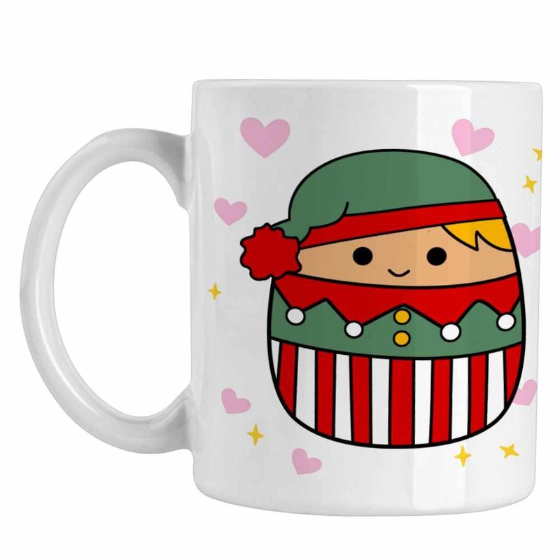 Casa si Gradina - Bucatarie si vesela - Cani si pahare - Cani si cesti - Cana Squishmallows Spiridus Mos Craciun CoolTrend, alba, 330ml - Infinity.ro