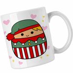 Casa si Gradina - Bucatarie si vesela - Cani si pahare - Cani si cesti - Cana Squishmallows Spiridus Mos Craciun CoolTrend, alba, 330ml - Infinity.ro