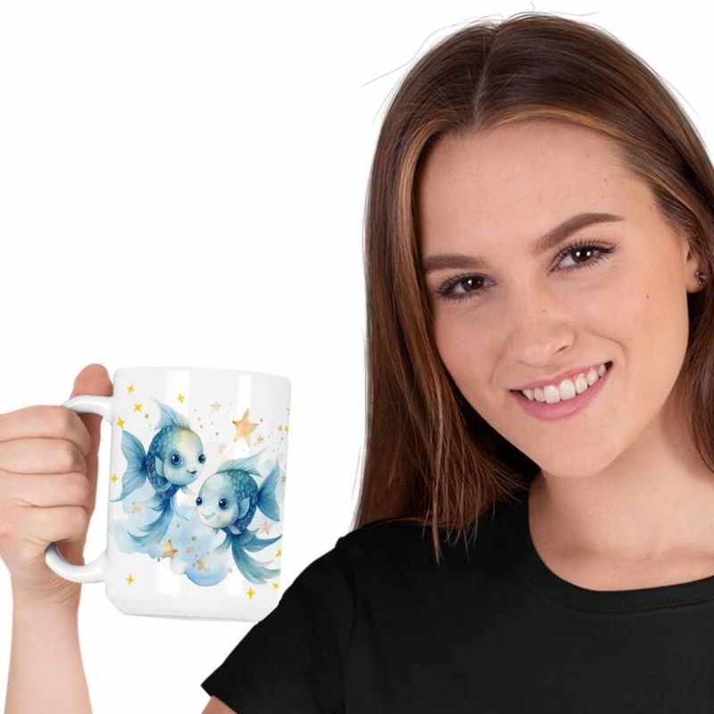 Casa si Gradina - Bucatarie si vesela - Cani si pahare - Cani si cesti - Cana Pesti Baby Zodiac Horoscop Pisces Astrologie CoolTrend, alba, 330ml - Infinity.ro