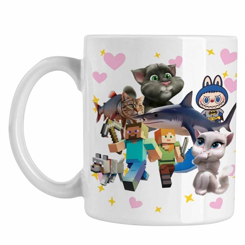 Casa si Gradina - Bucatarie si vesela - Cani si pahare - Cani si cesti - Cana Talking Tom Tralalero Minecraft Labubu Batman CoolTrend, alba, 330ml - Infinity.ro