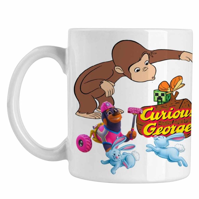 Casa si Gradina - Bucatarie si vesela - Cani si pahare - Cani si cesti - Cana Curious George Creeper Gradina Zoologica CoolTrend, alba, 330ml - Infinity.ro